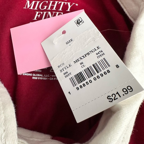 Mighty Fine Cropped Rugby Shirt Pink "10" NWT Size multiple - Picture 11 of 11